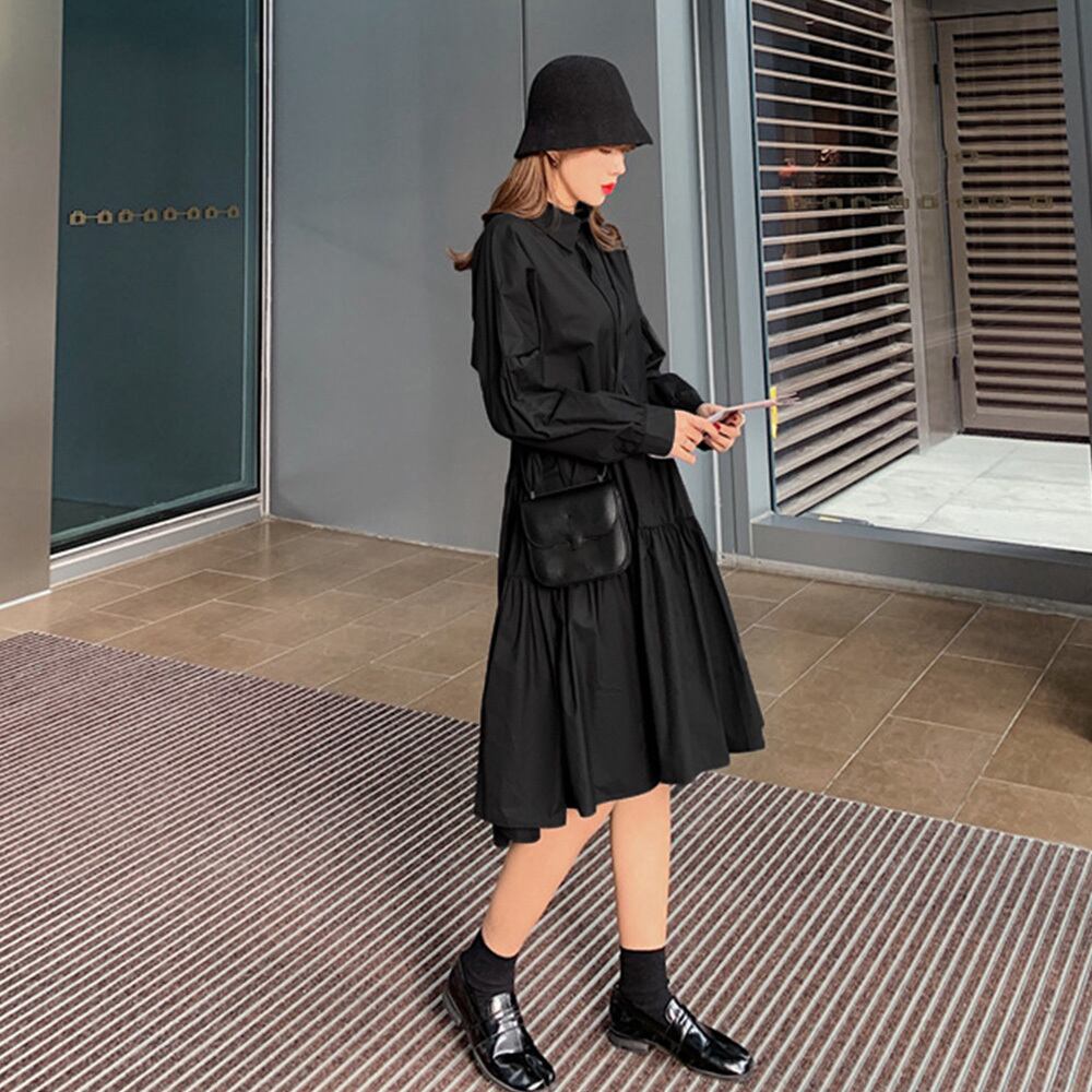 ティアード シャツ ワンピース レディース 春夏秋 きれいめ 大人 かわいい ドレス おしゃれ カジュアル フレア 長袖 大人可愛い 大人女子