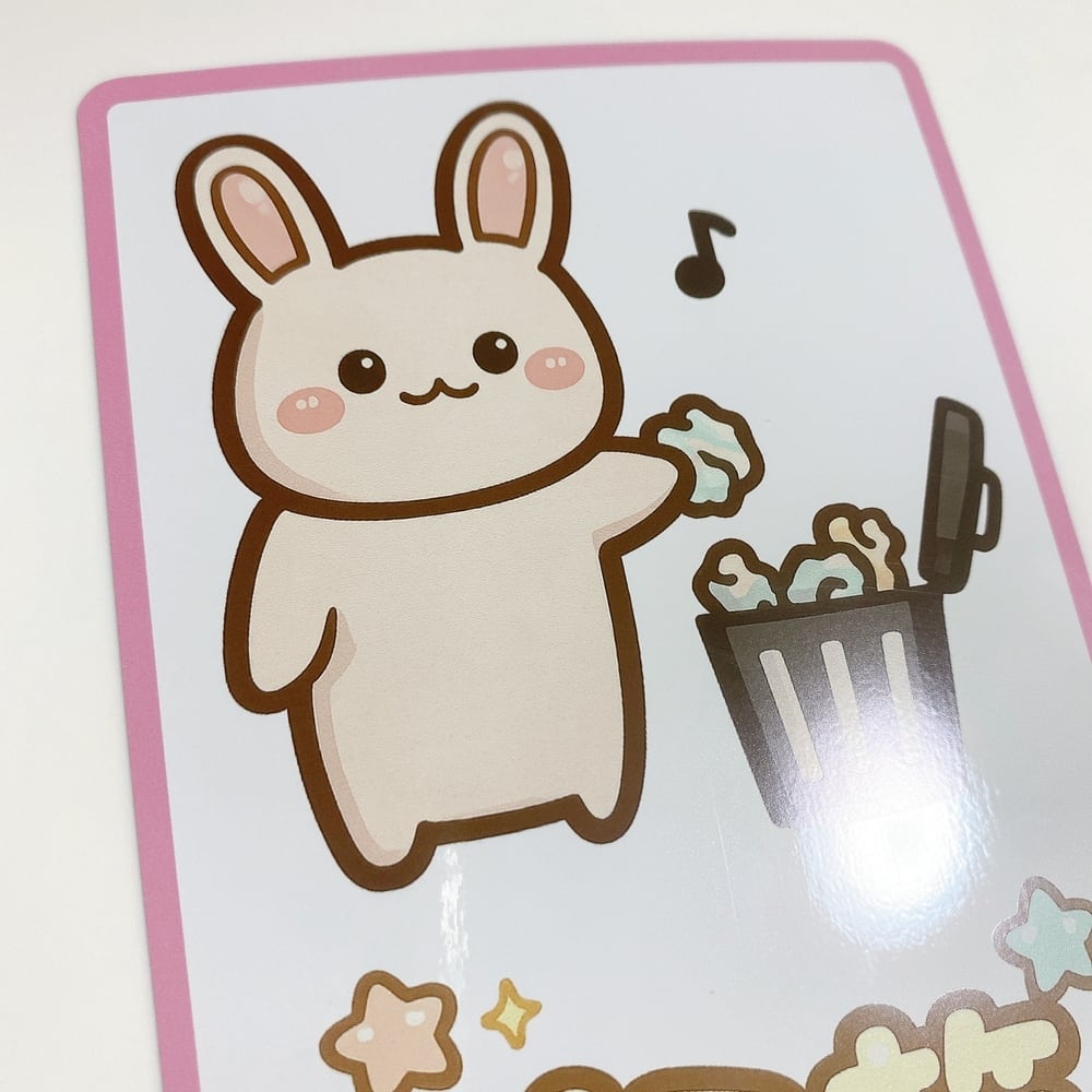 dustbox・ゴミ箱【うさぎが可愛い！ゴミ箱用ステッカーシール】ピンク