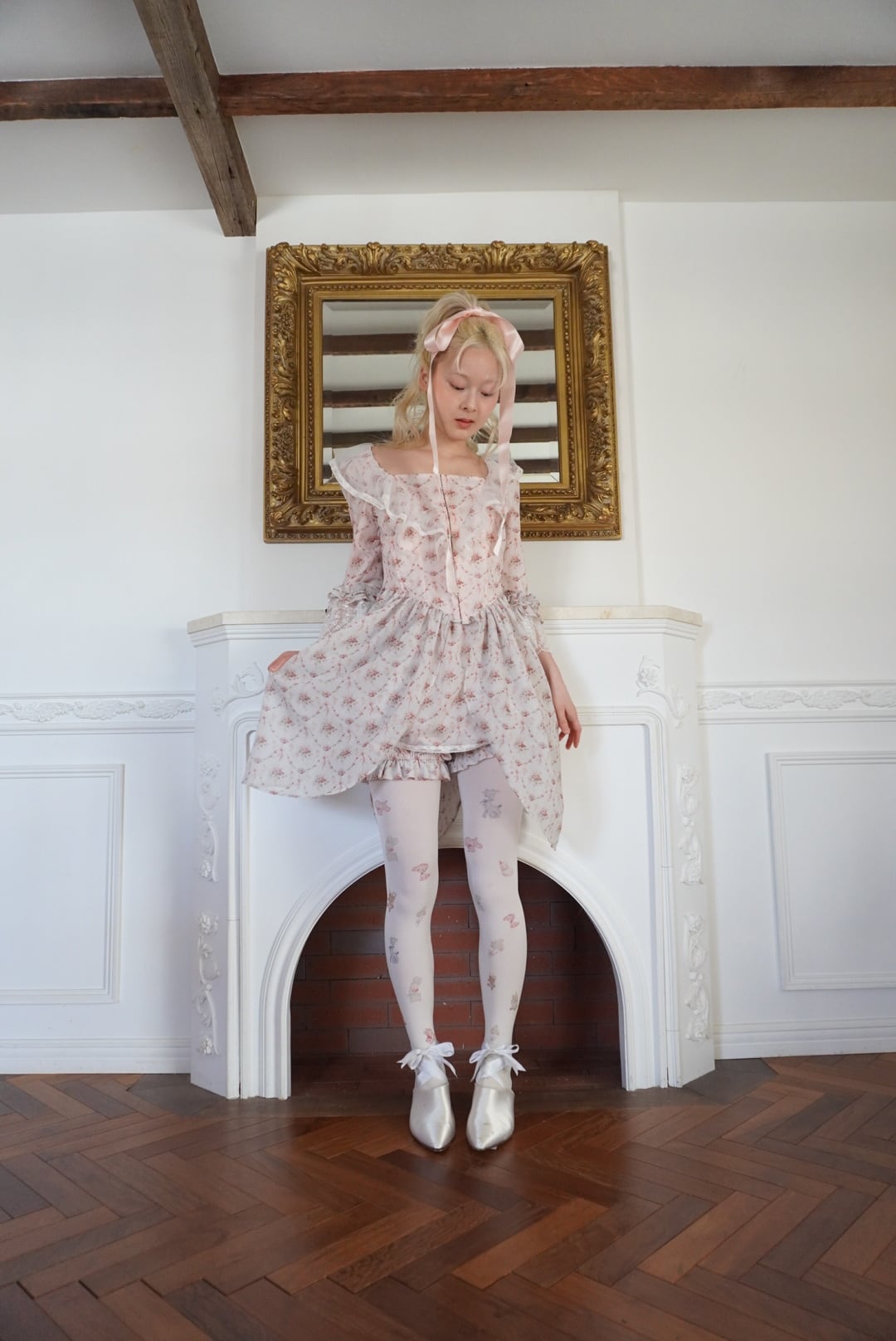レッグウェア nursery room tights nu uniform <white> nu uniform