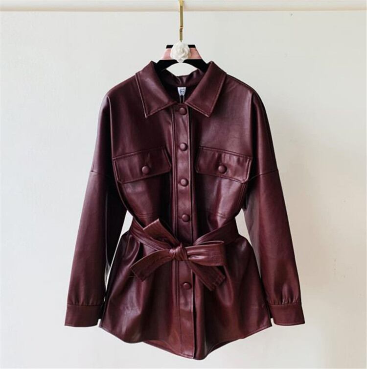 ガーリーなムード演出可能 韓国 レザー ジャケット レトロ オシャレ PUレザー 長袖