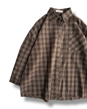 calm oversized check shirt <brown>