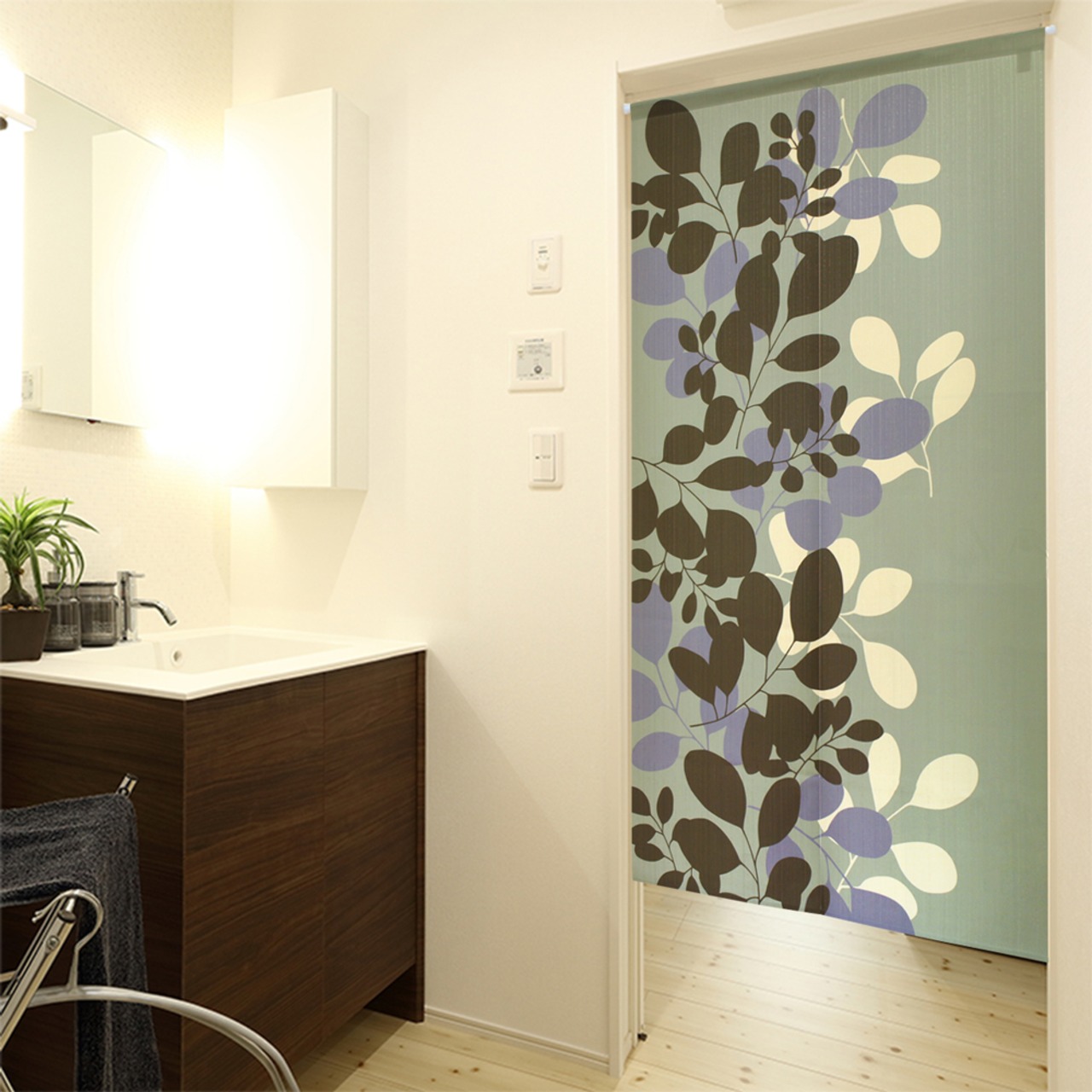 【受注生産】 のれん ドロップリーフ_GN 幅85ｘ丈150cm