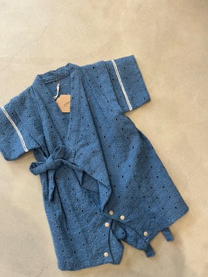 オリジナル甚平ロンパース ベビー用甚平 80cm くすみブルー