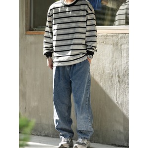 Baggy wide denim pants  0314