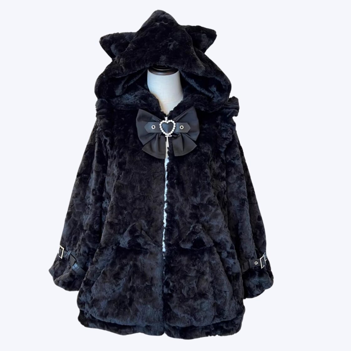 ねこ @ 洋服好き　ENコート　ブラック さきまるちゃんコラボ♡ヨークフレアコート（コート｜オフホワイト