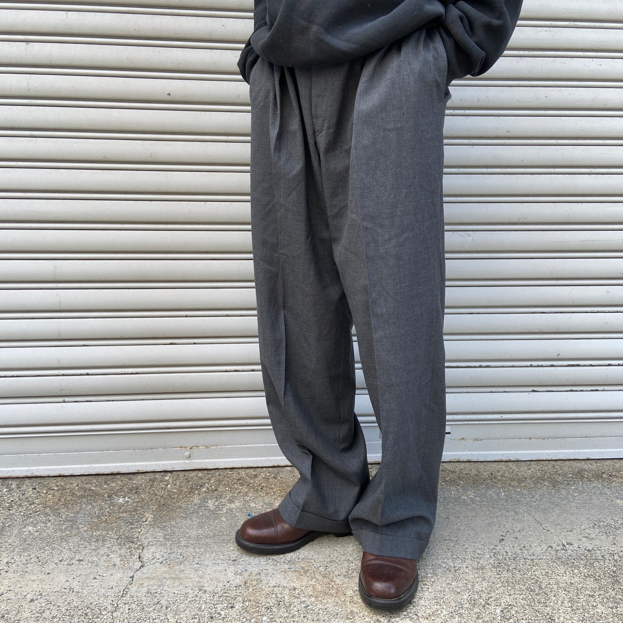 90s RalphLauren ラルフローレン 2タックワイドスラックス グレー