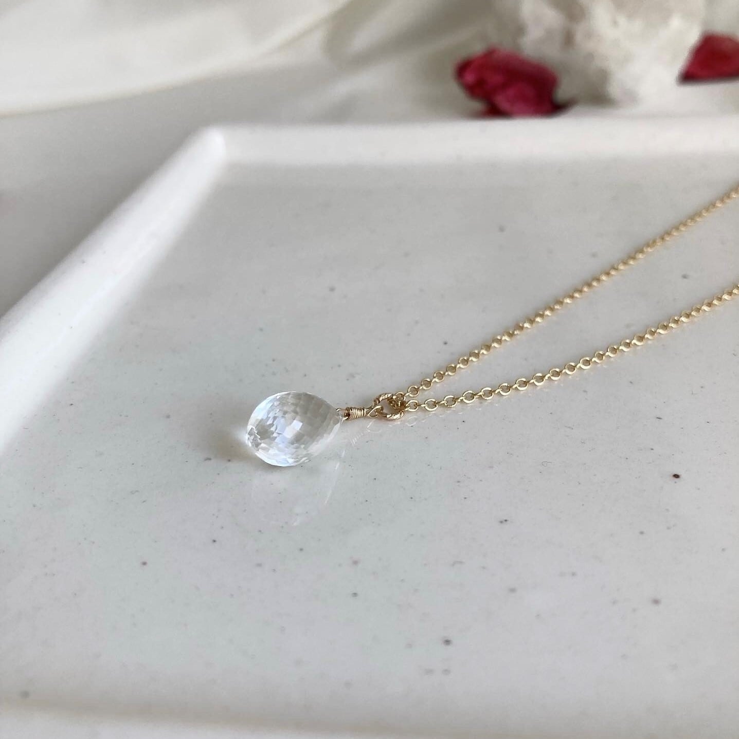 ☆ 高品質 水晶 一粒ネックレス 14kgf | 天然石アクセサリー Calm Ring