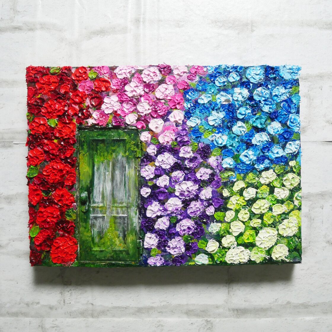 油絵 油彩 油彩画 絵画 絵【扉の先の紫陽花の階段】 | Pay ID 