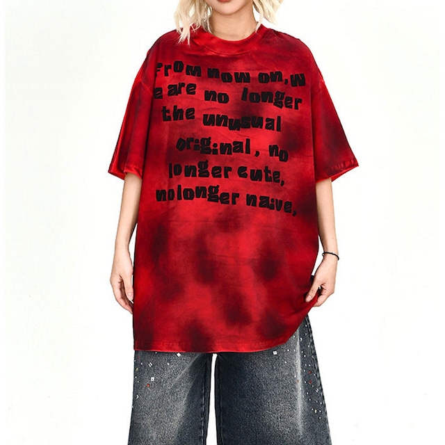 グラデーションタイダイレタリングTシャツ 2col R02059