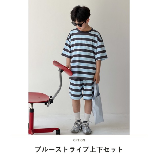 【兄妹服】ミントチョコストライプセットアップ/ワンピース - 2