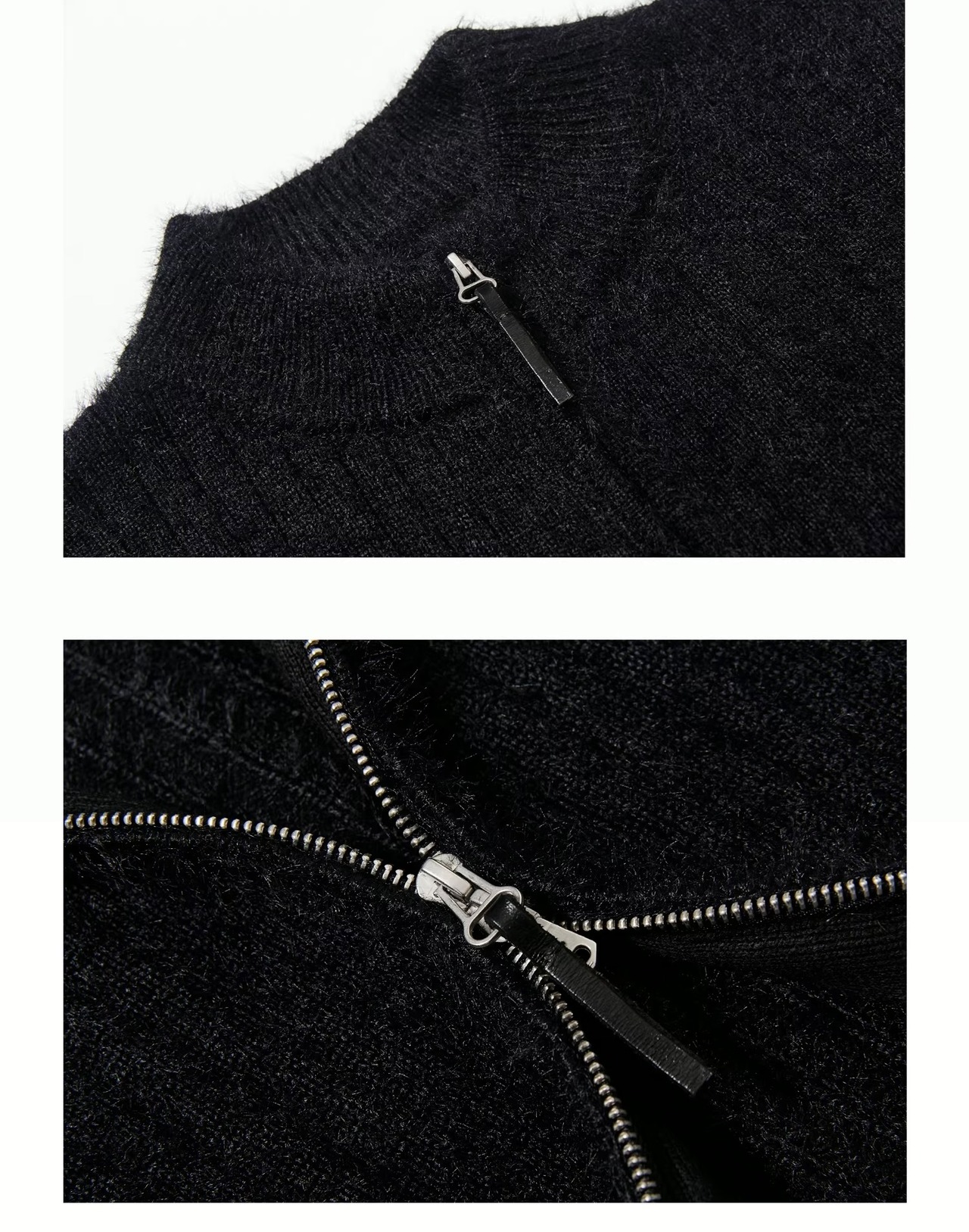 SOUTHFISH Mohair Blend Zip Knit Cardigan