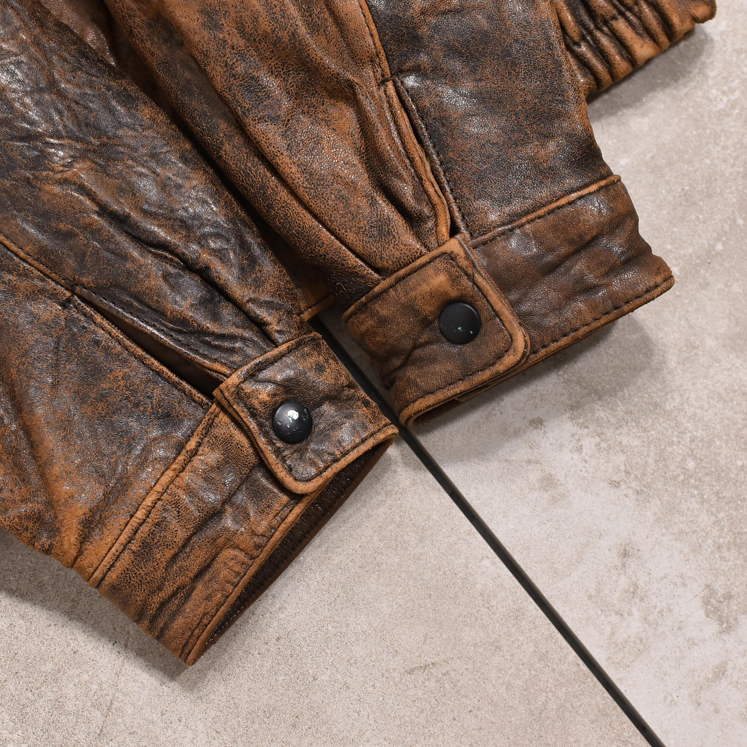 90s aging processing leather jkt | 古着屋 grin days memory 【公式