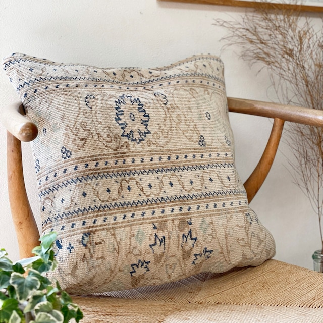 ヴィンテージラグクッションカバー vintage rug cushion cover * ソフトブルーフローラル soft blue floral 45×45 [cs052]