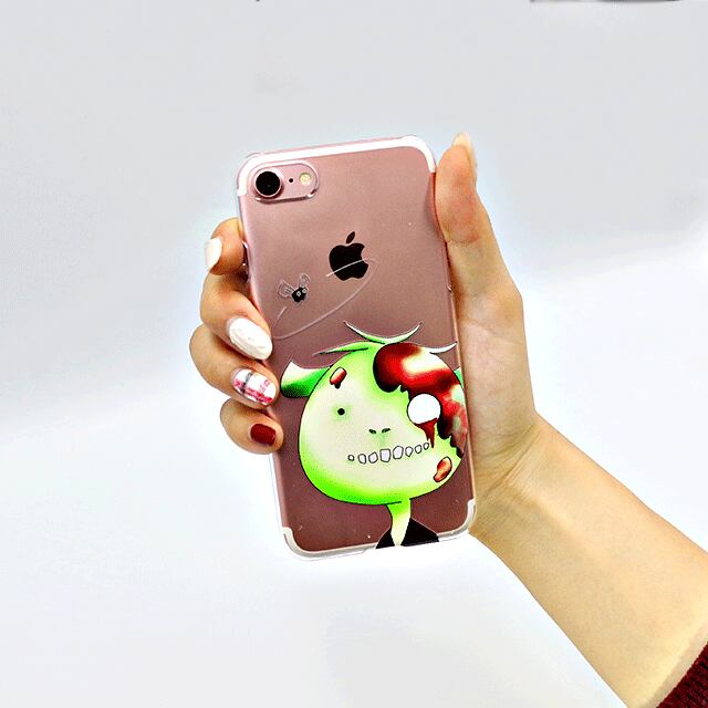 ゾンビとカメ 顔アップ スマホケース(iPhone8用)