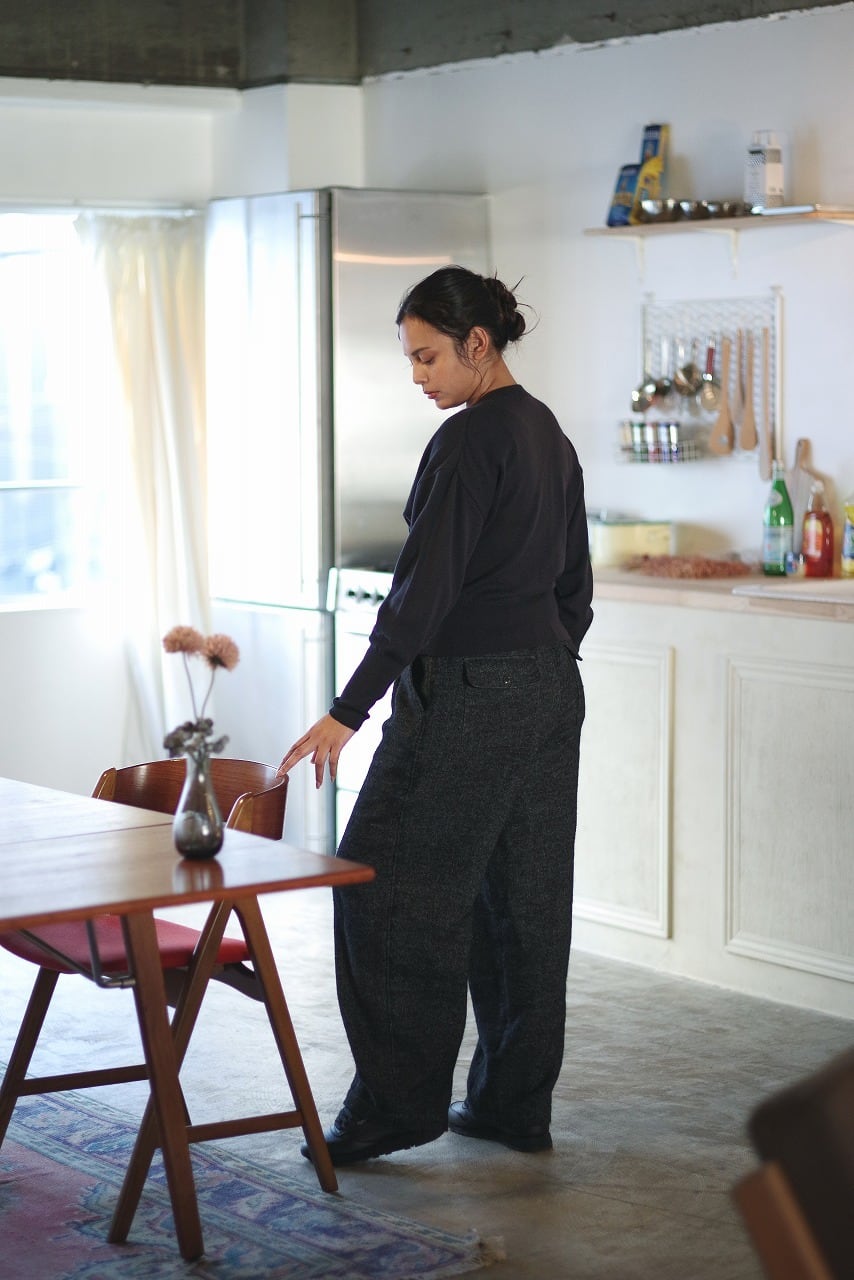 Wool Linen Tweed Wide Pants