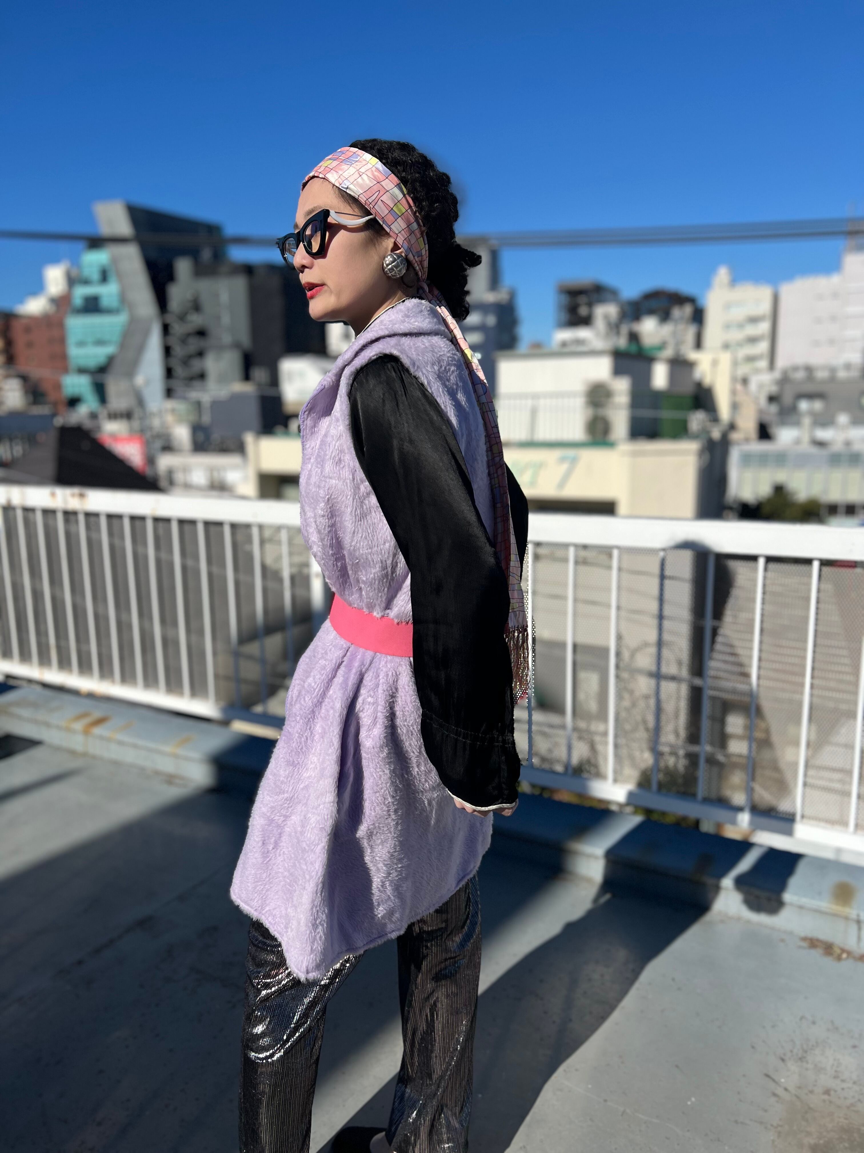 70s lavender purple fake fur vest ( ヴィンテージ ラベンダー