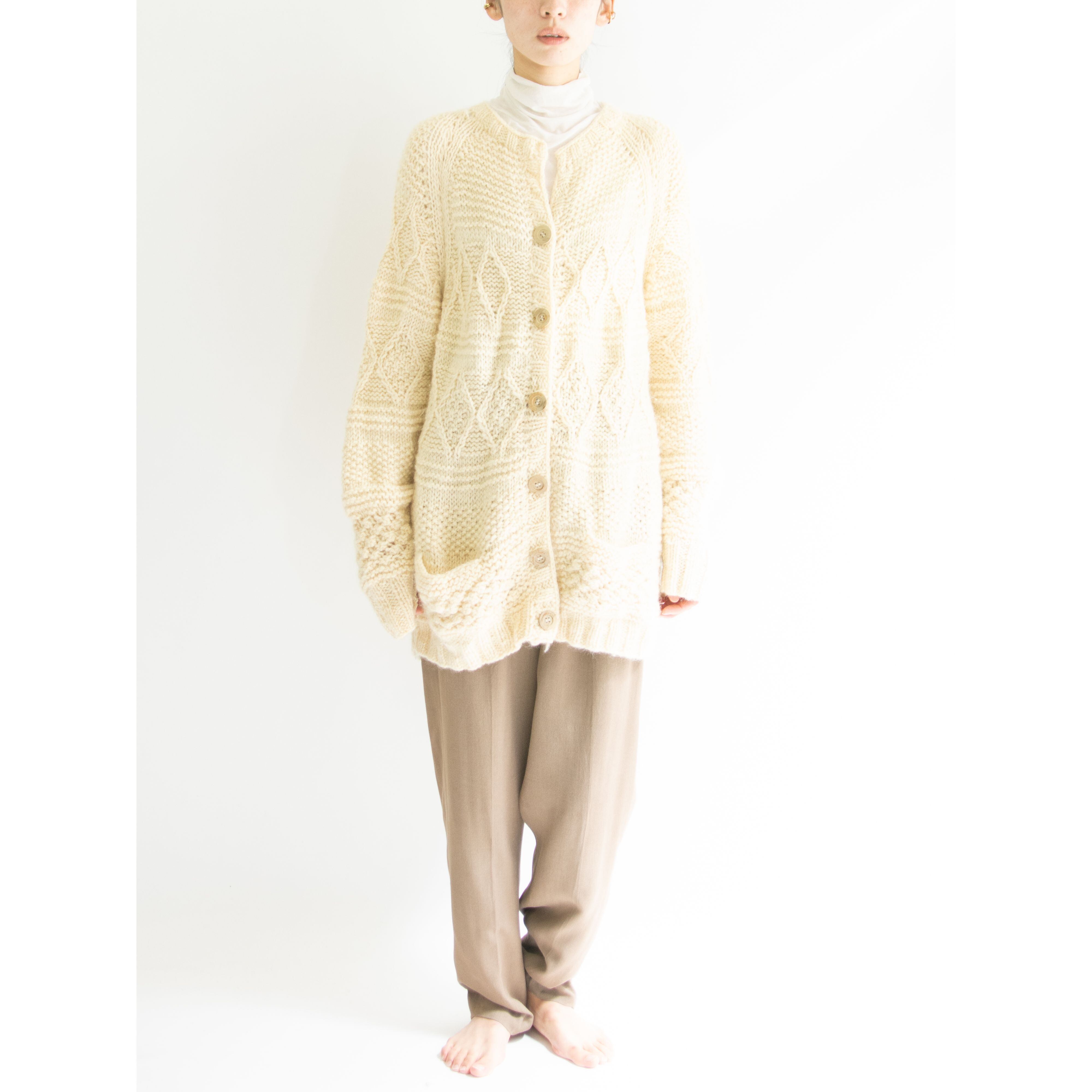 【GRIGORPOPULOS PETROS】Made in Greece 70-80's Wool Hand Knit Cardigan(ギリシャ製 ハンドニットウールカーディガン)