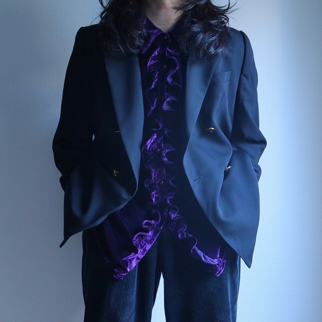 【Set A】"ベロア" deep purple frill shirt