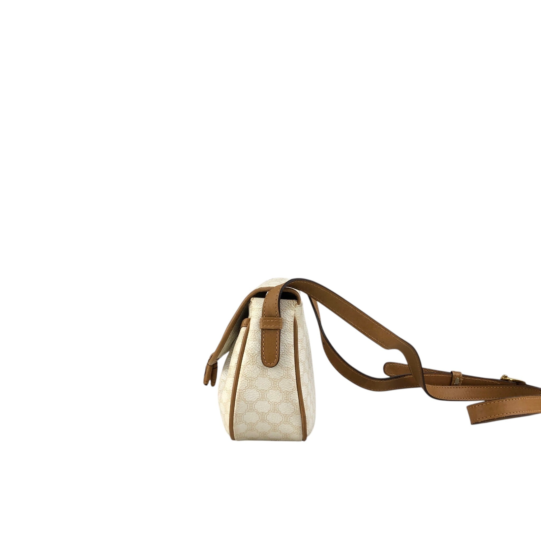 CELINE セリーヌ マカダム ショルダーバッグ ホワイト ブラゾン型押し