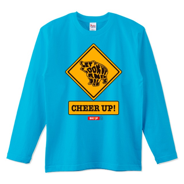 新作！ヒグマ注意標識mono ロングＴシャツ：ターコイズ