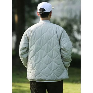 Quilted stand color jacket 0444