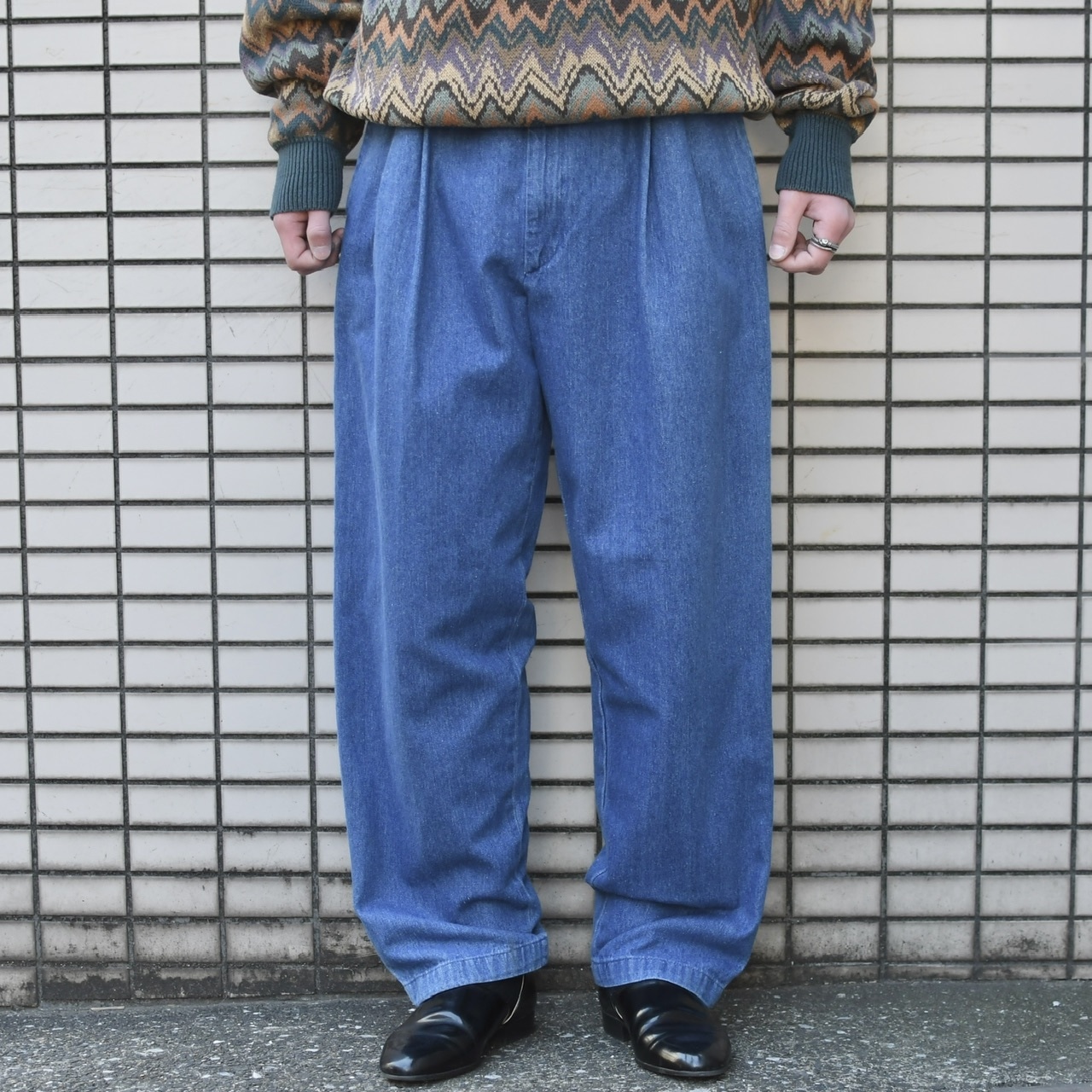SAVANE denim 2 tuck slacks