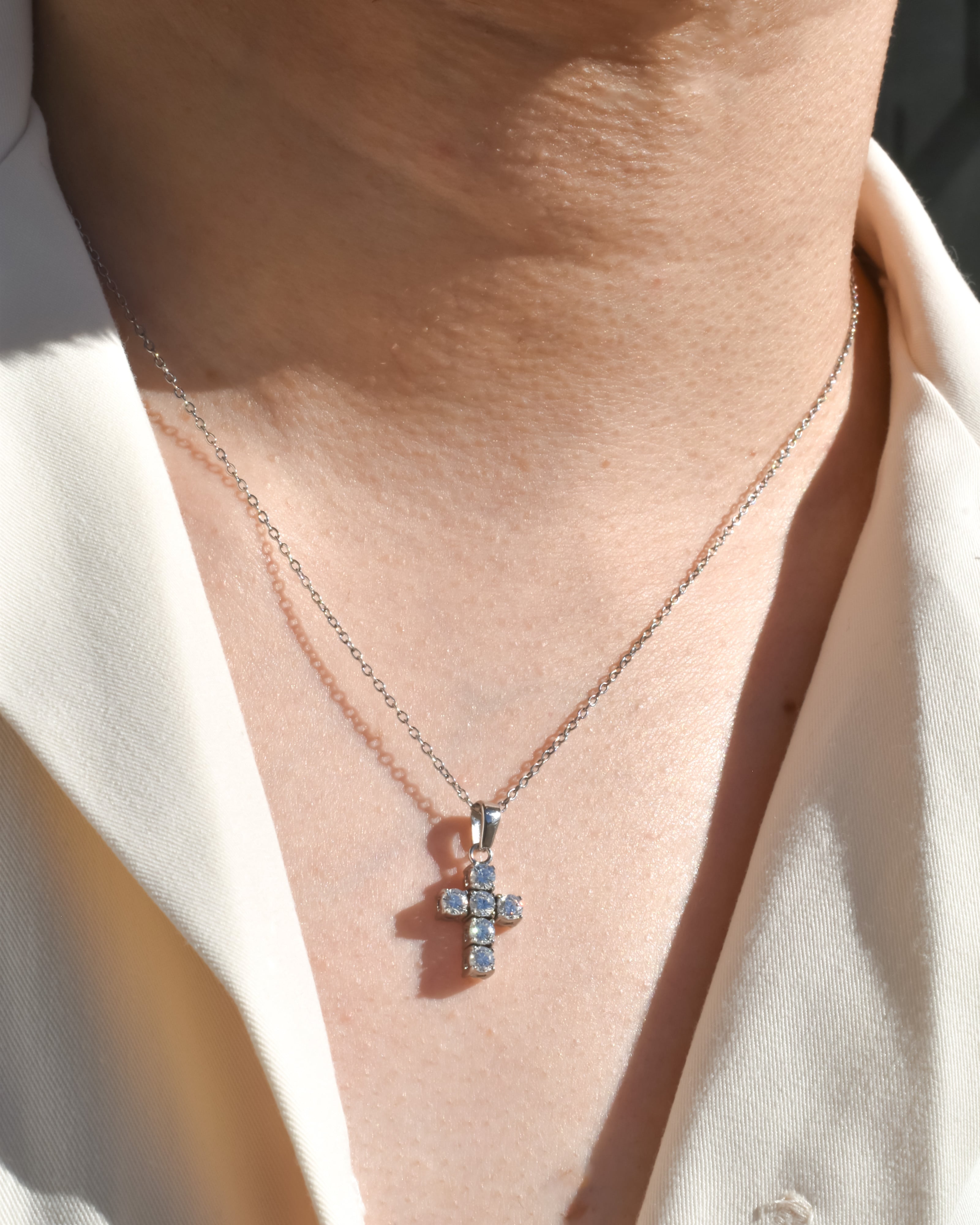 luxury tennis cross necklace stainless steel ・N45 | AKUA