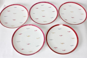 香蘭社(KORAN CHINA)有田焼、手描き花柄の皿５客セット