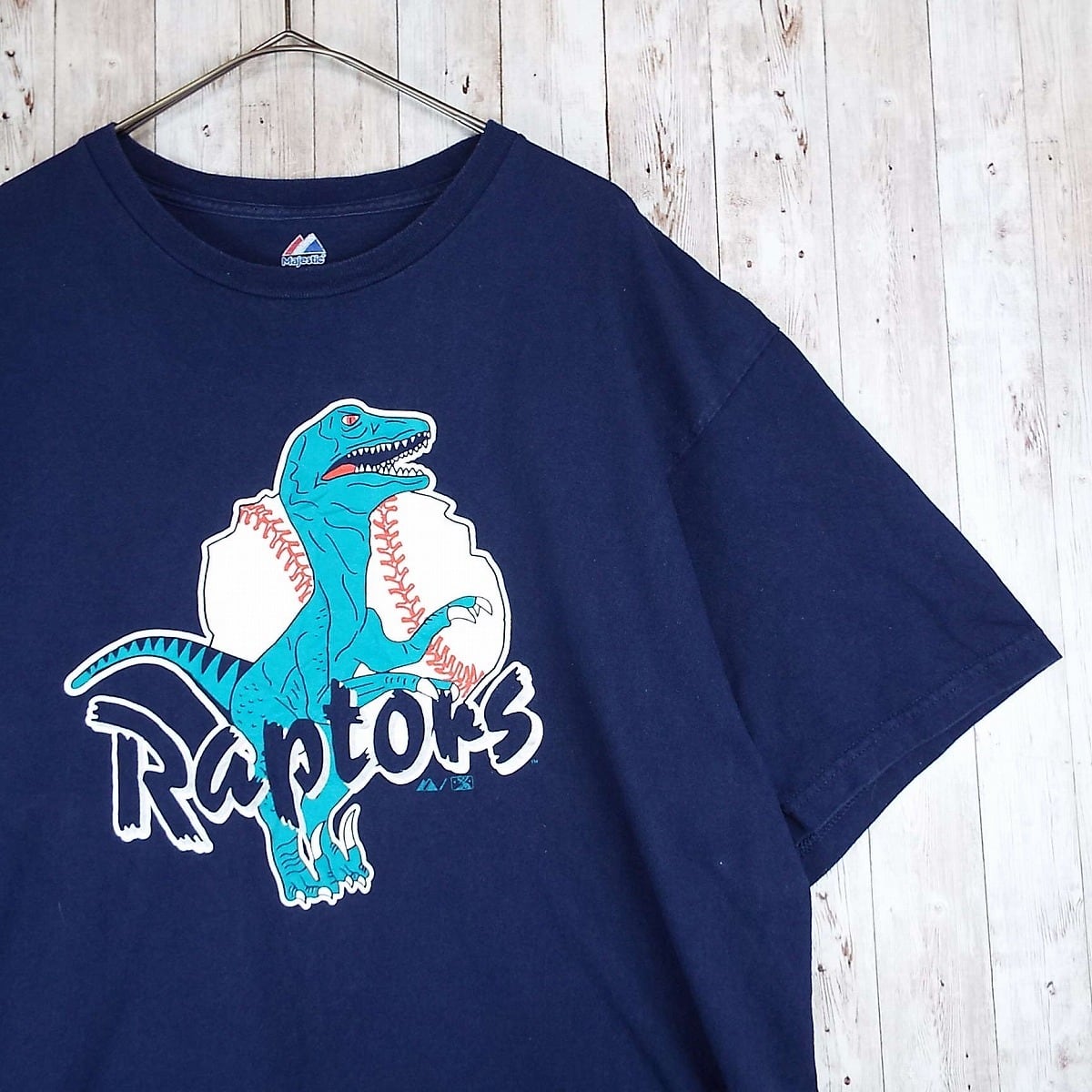 XL｜Majestic Raptors Baseball プロチーム系 野球 恐竜 フェード感 前