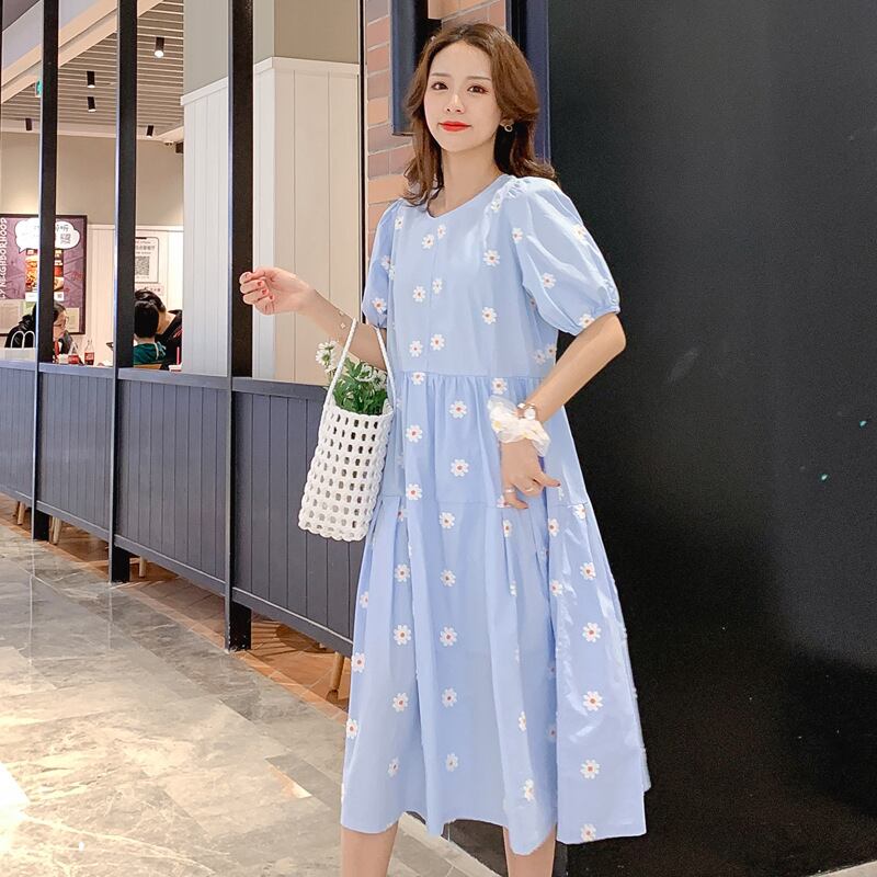 【新作】【送料無料】 マタニティウェア2020夏の新しい綿とリネンのデイジー刺繡ドレス コットン 刺繍 サマー 夏物 expec296467960185