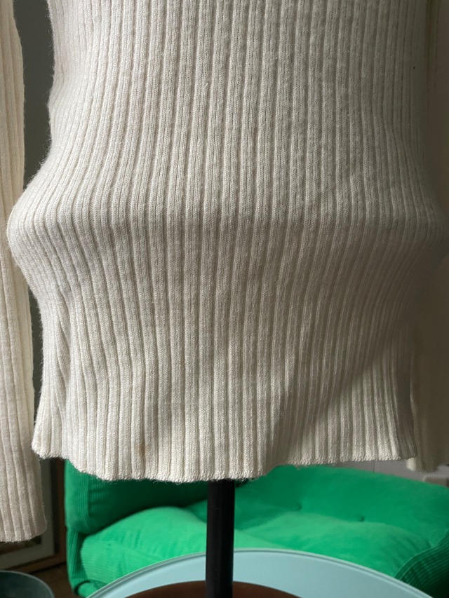 70s-80s Lace-Up High Neck Rib Knit