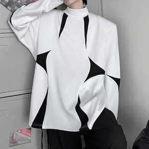 Bicolor Highneck Design Shirt【L0113】