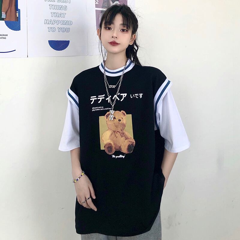 スタイルTシャツ サマースタンダードプリント柄ルーズトップス レトロ 夏物 ケッペル83362620125