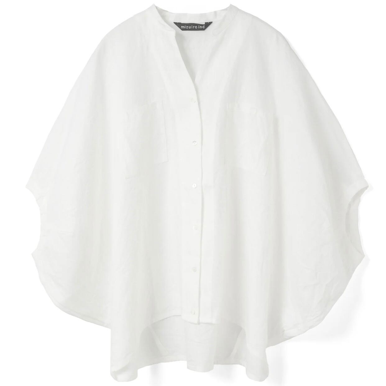 mizuiro ind/リネンスタンドカラーコクーンシャツ | 20ｰtwentyｰ