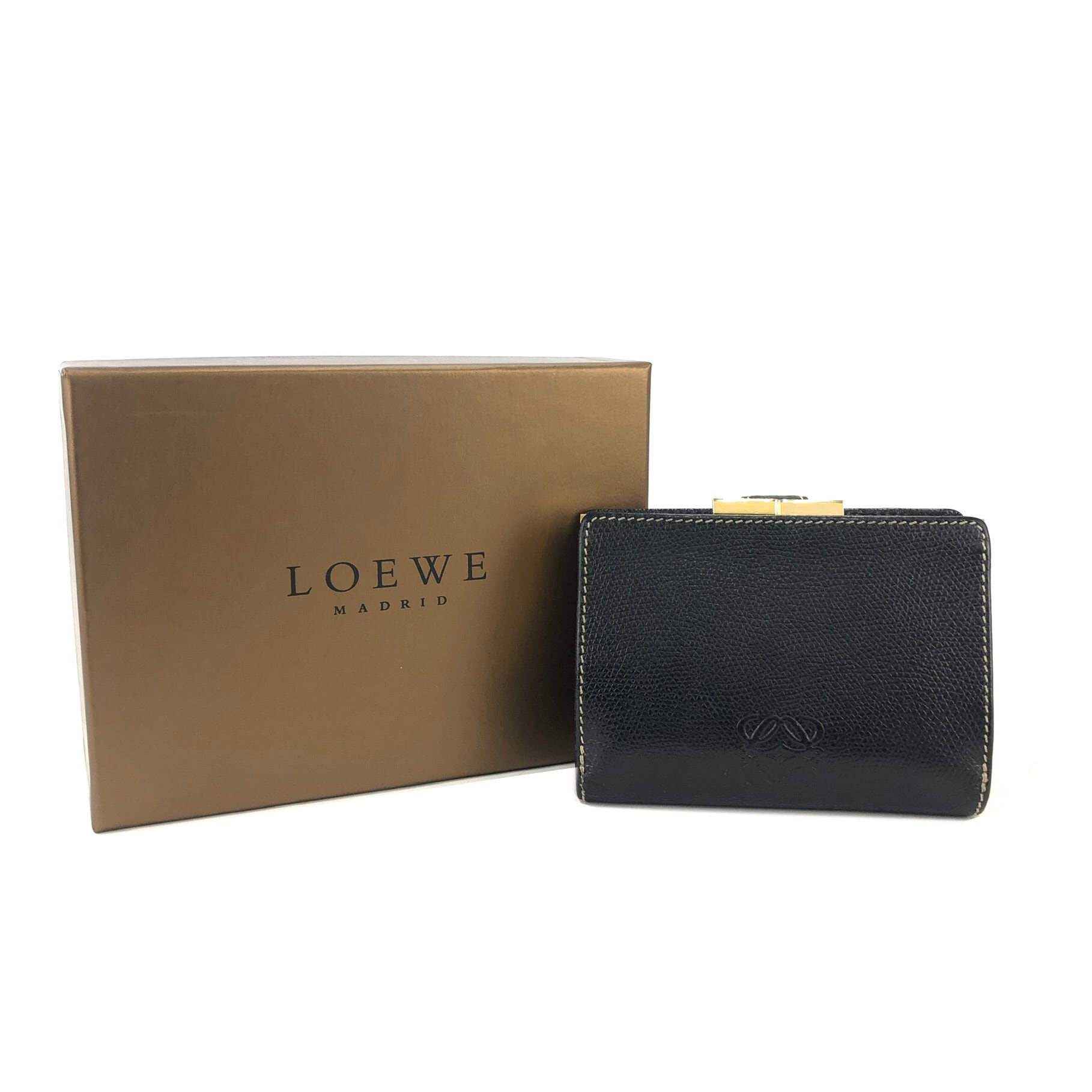 LOEWE ロエベ アナグラム レザー コンパクトウォレット 財布 ブラック