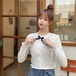 ✞ ニットセーター 大人女子☆ラウンドネックリボンスリムショートTシャツ トップス ロング スウィート ステッチ ✞ゴスロリ SM ミリ 甘ロリ クラロリ 和ロリ エレガント 黒ロリ 姫ロリ 華ロリ BB-BB38134999124