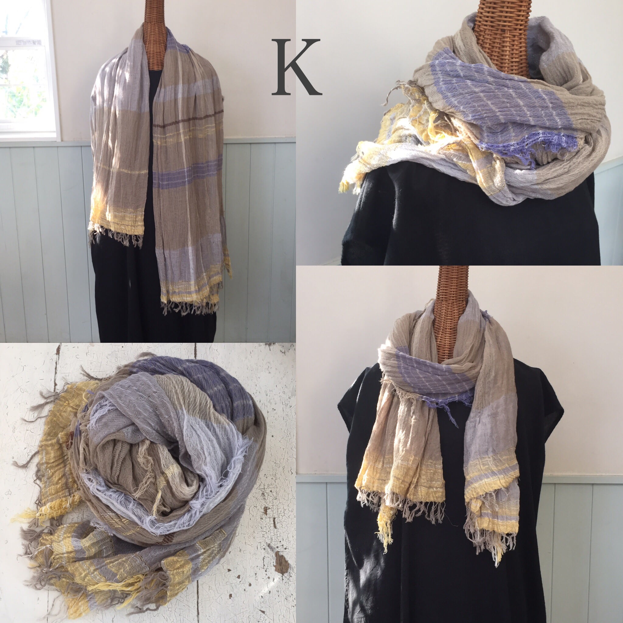 【tamaki niime】roots shawl BIG cotton100% H〜K 玉木新雌