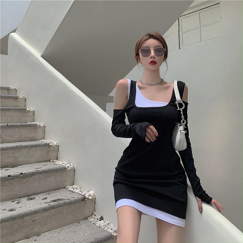 ドレス ウェストスリムショートスプリング ロング 春物 スカート ブラックストロベリース47035646633