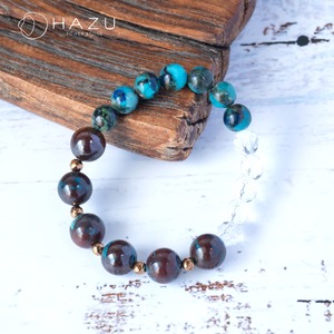 自然美感じる2種のクリソコラ［クリソコラ／水晶／ヘマタイト］