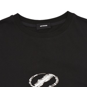 【WE11DONE】BLACK RHINESTONE T-SHIRT