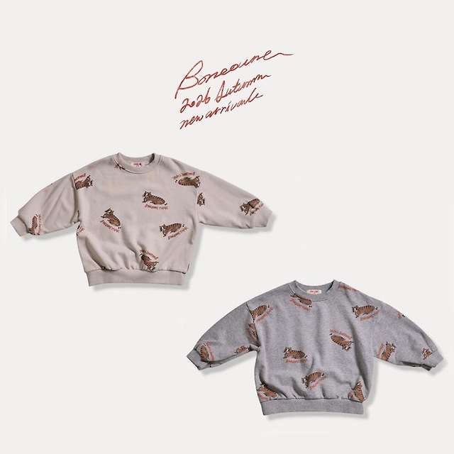 【取寄】boneoune|all-over tiger mtm|タイガー総柄スウェット|XS-JL|kids&jr|26 autumn