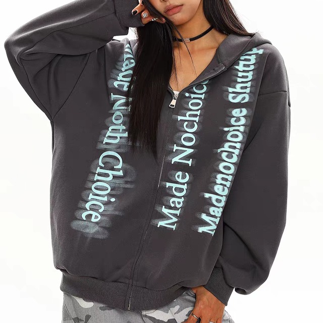 縦ロゴプリントジップパーカー◆2col L00461