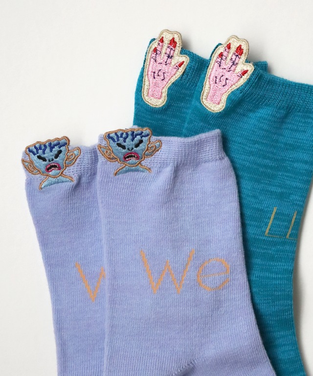 【kivisdou】宇宙式挨拶 刺繍 ショートソックス 2足set