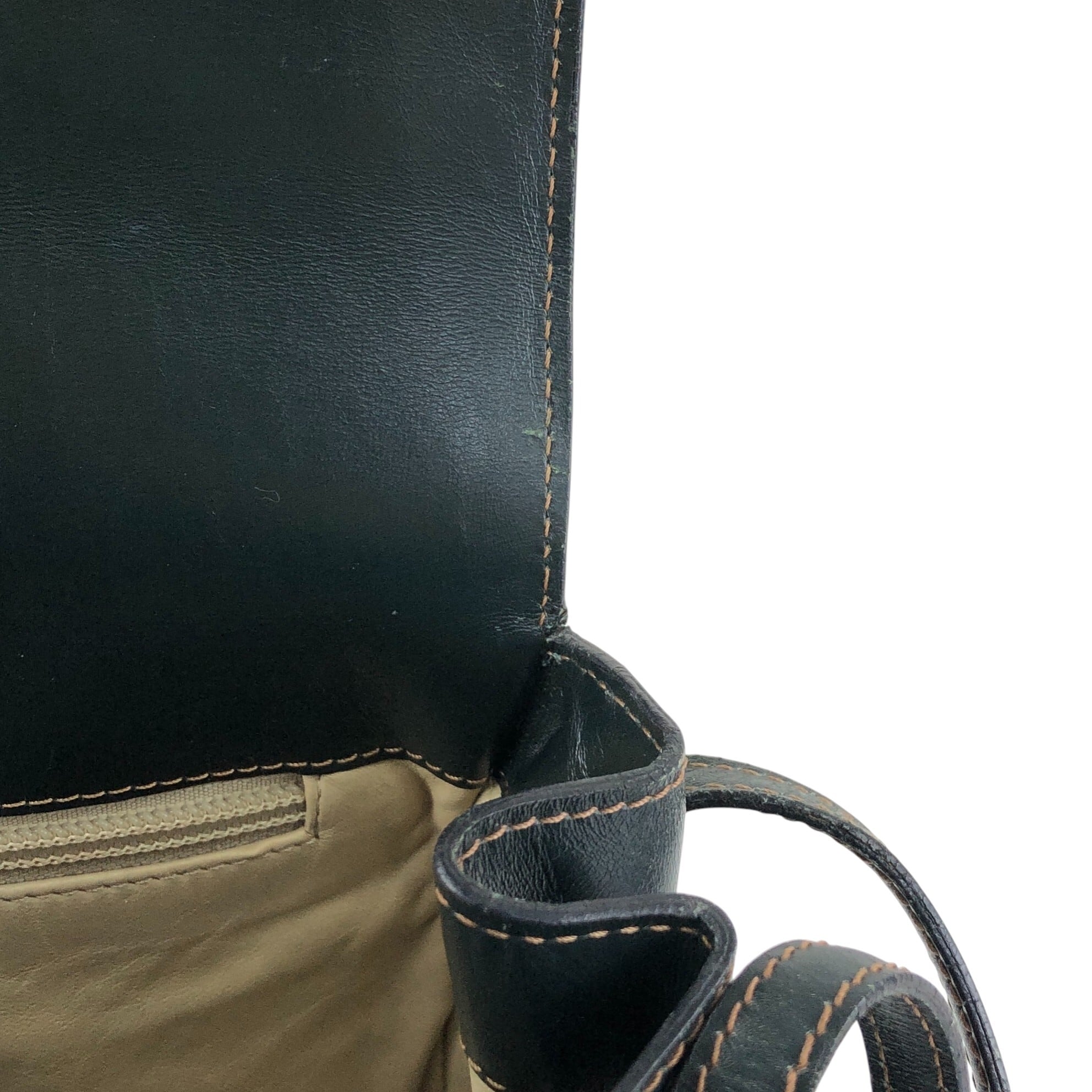 LOEWE ロエベ ショルダーバッグ ダークグリーン ロゴ レザー vintage