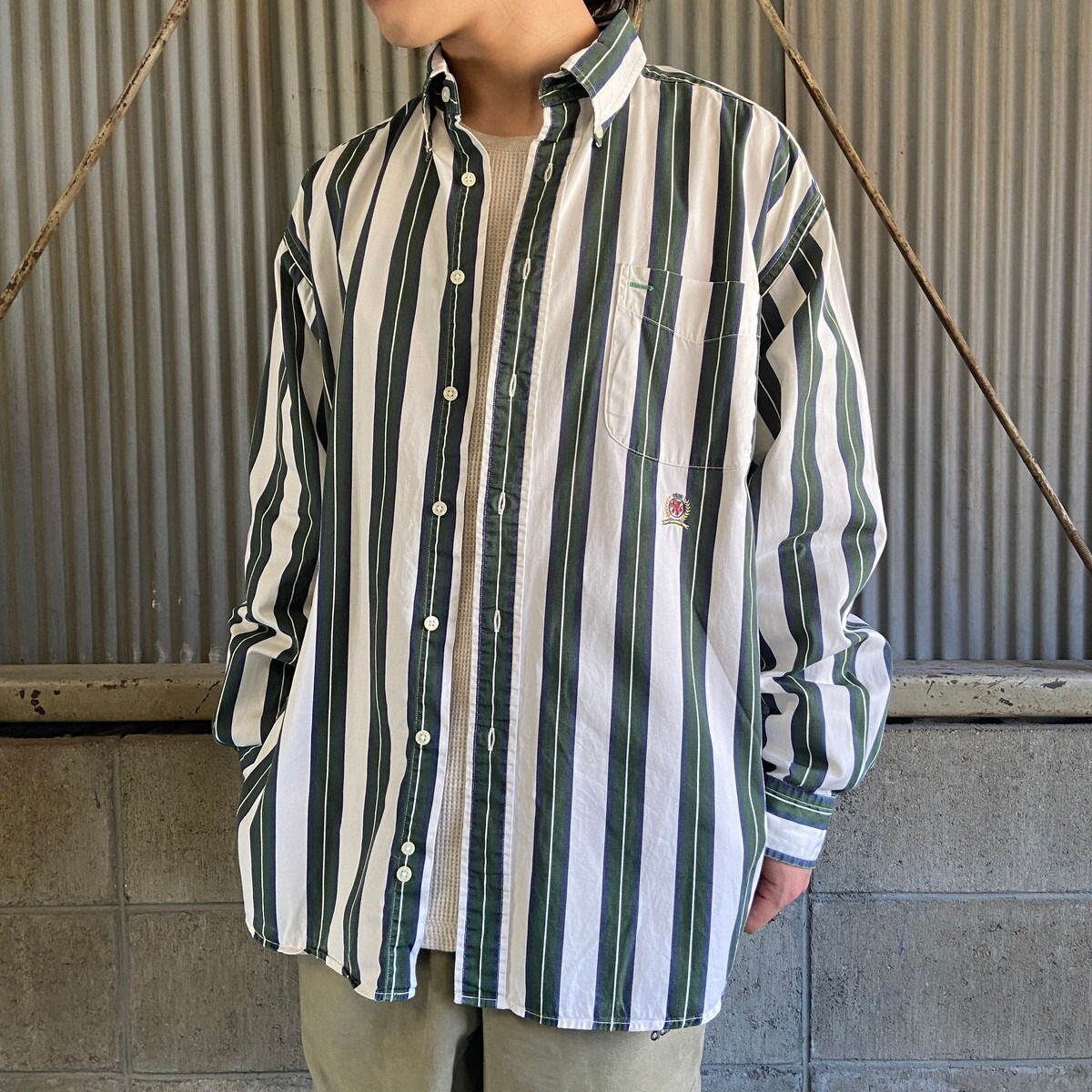 90年代 TOMMY HILFIGER トミーヒルフィガー 長袖 ボタンダウン 