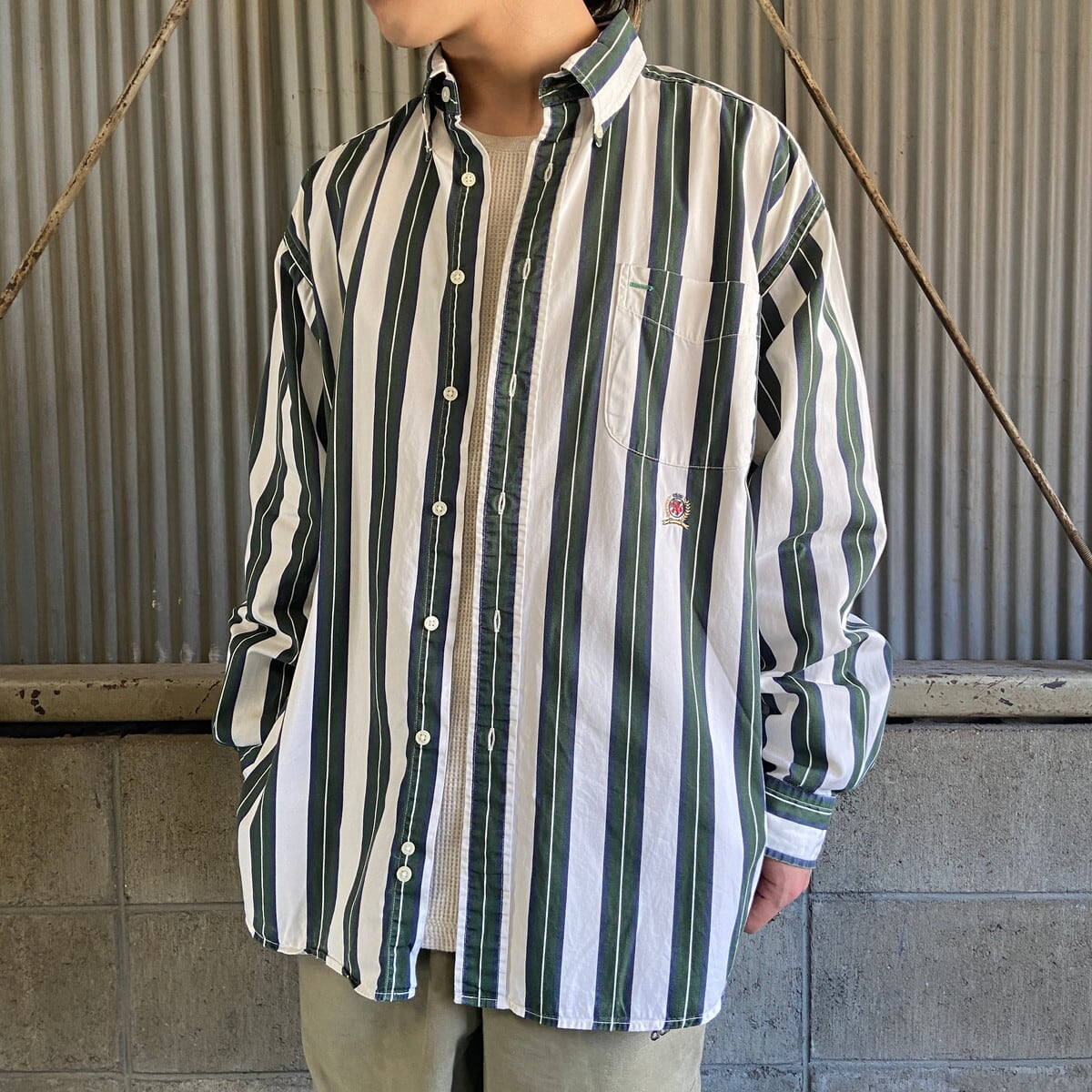 90年代 TOMMY HILFIGER トミーヒルフィガー 長袖 ボタンダウン 