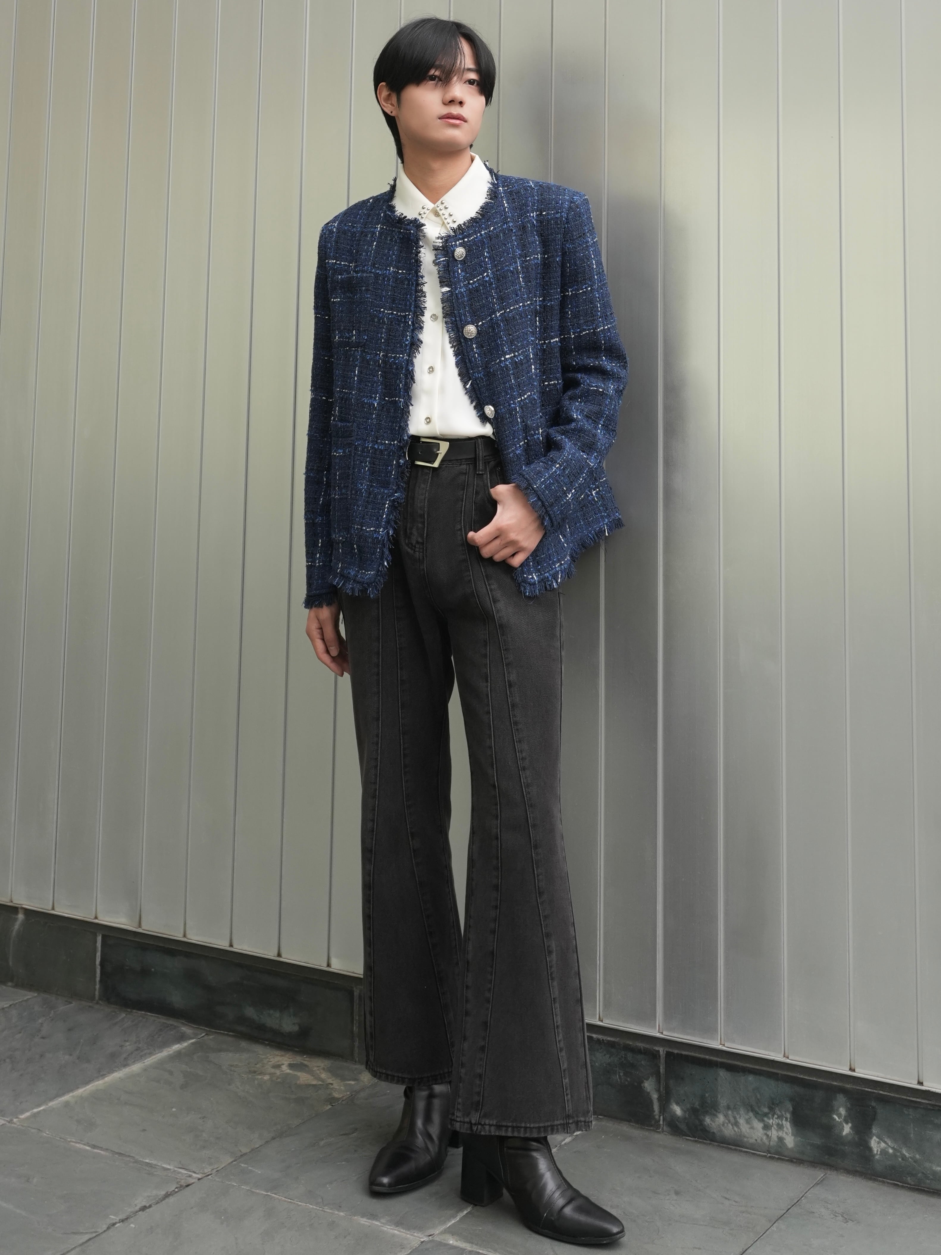 ALUDE SELECT】blue check tweed jacket | 【ALUDE】韓国メンズ
