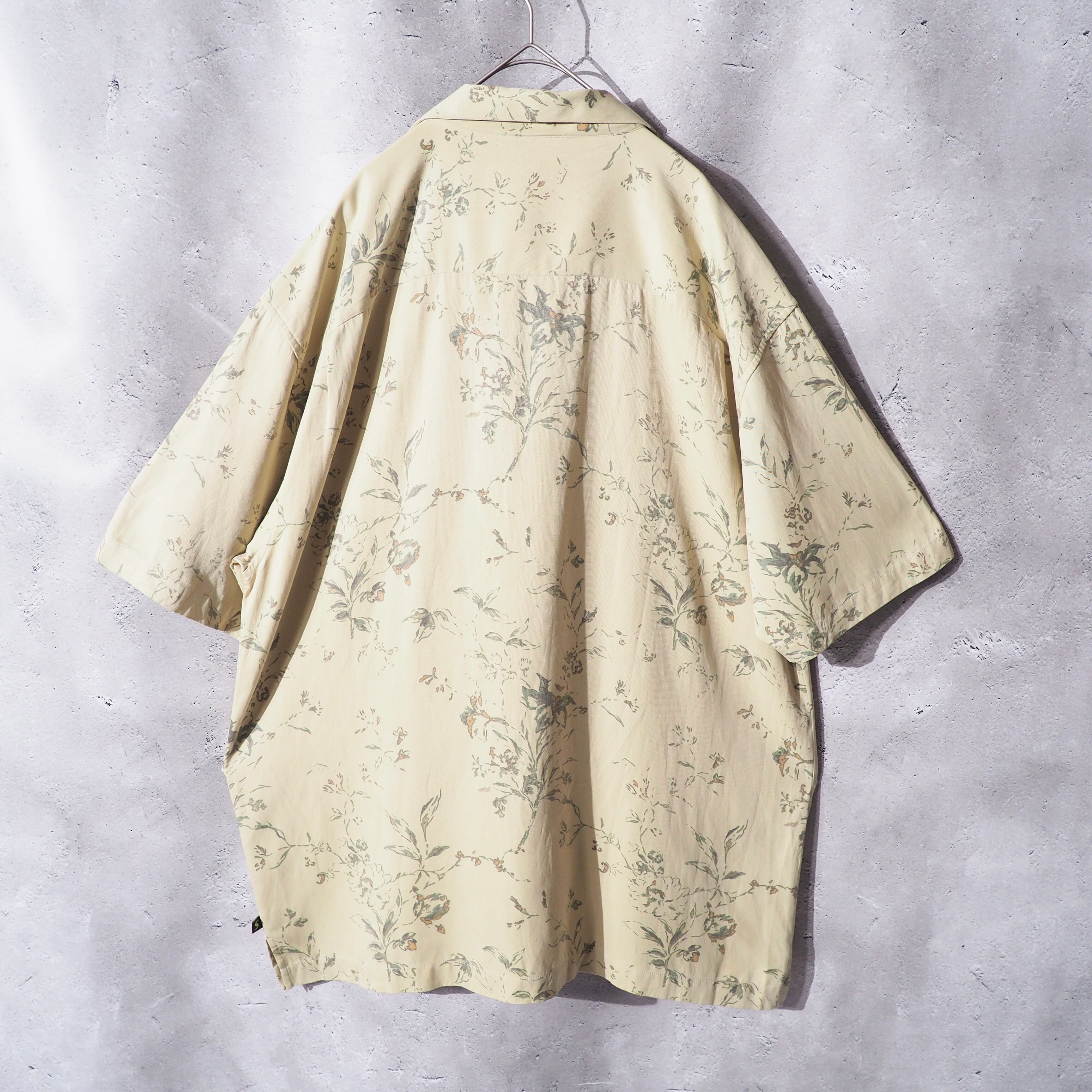 Beautiful fleeting Flower × Silk mix Open collar SS shirt