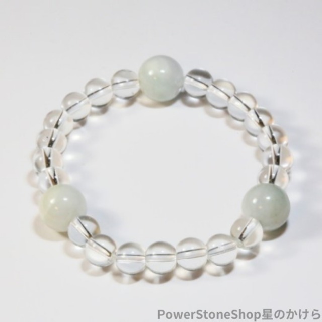 翡翠（ジェダイト）と水晶のブレスレット(211)