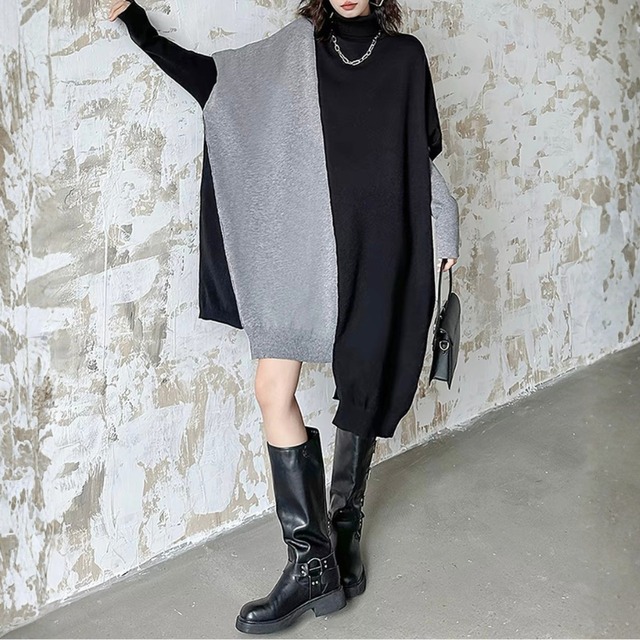 Asymmetric color block one piece【4color】 C1633